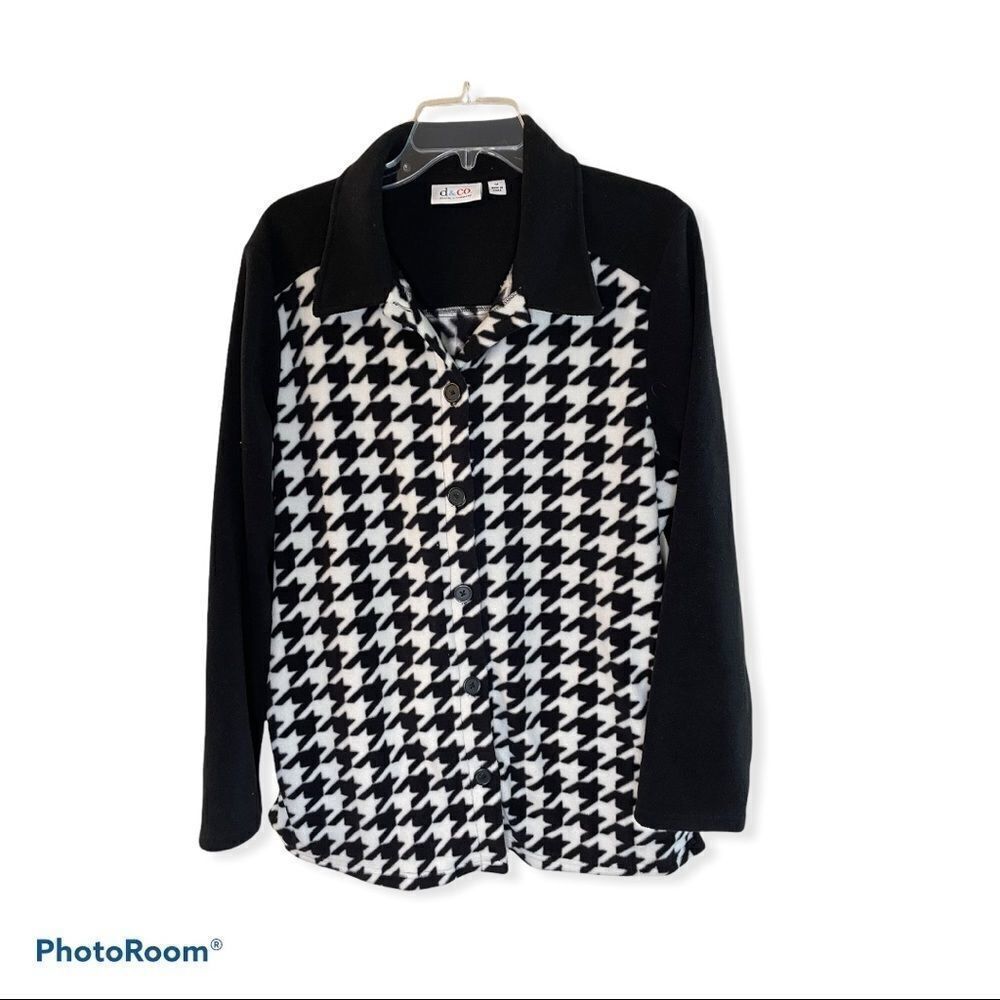 BLK/WHITE HOUNDSTOOTH FLEECE JACKET